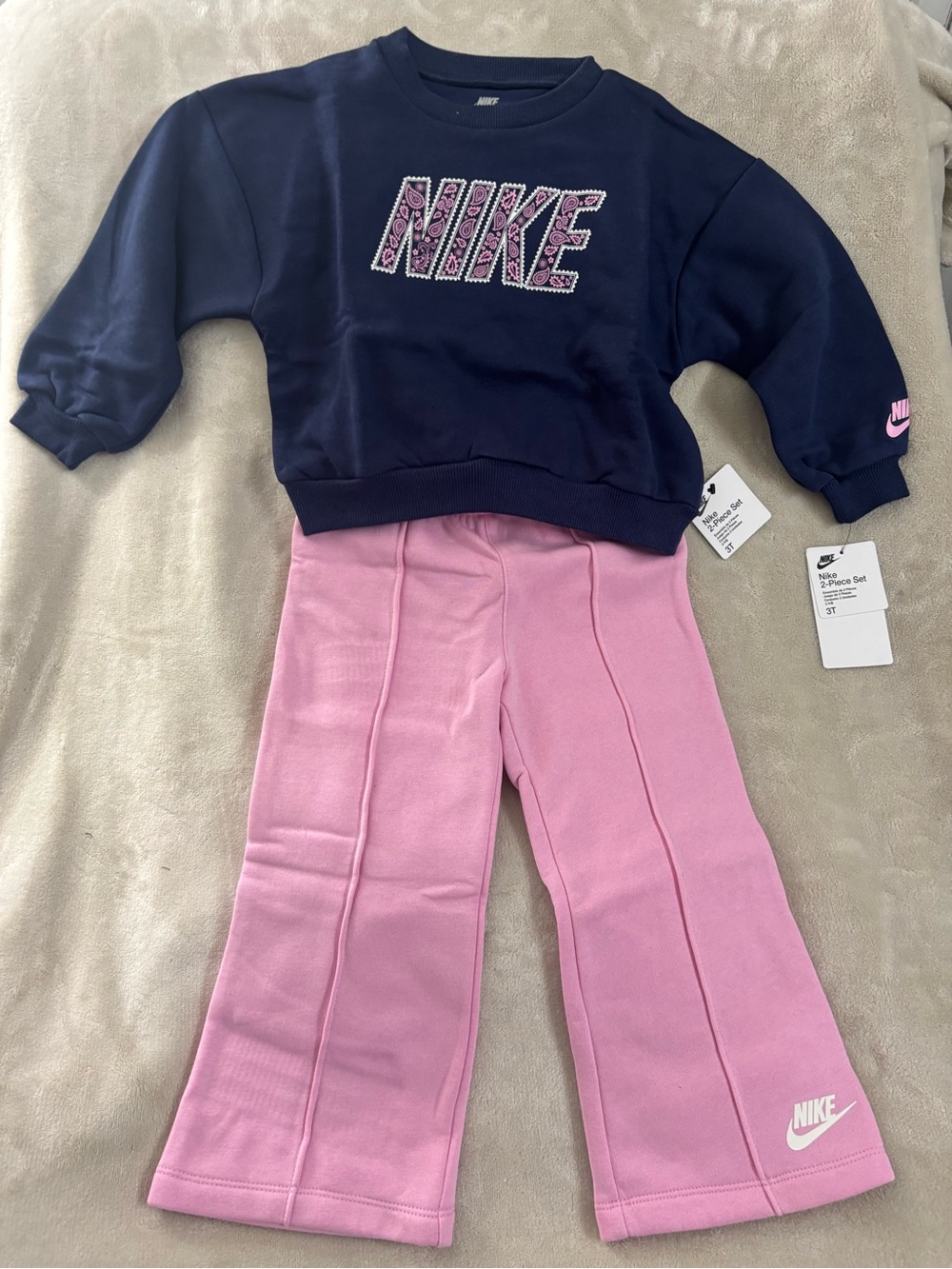 Nike Navy & Pink Girls 4t Sweatshirt and Pink Joggers Set